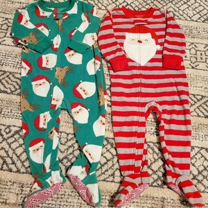 SOLD Baby Xmas Fleece Sleepers - 12 Months